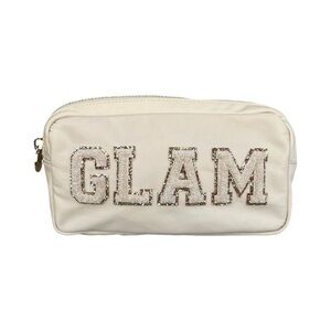 Stoney Clover Lane SCLN Cream Nylon Zip Cosmetic Makeup Skincare Case Pouch GLAM